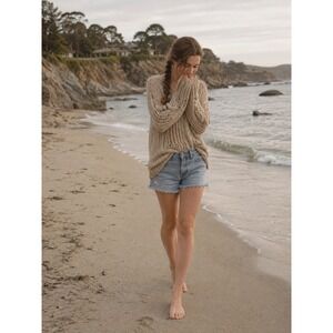 Vince Yak and Wool Loose Knit FishermanSweater Aran-style L Coastal Quiet Luxury